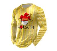 Camiseta genérica para mujer, manga larga, camiseta a rayas, color rojo y blanco con escudo de colonia, sombrero de loco y inscripción Kölsch - Estilo festivo retro camisetas para Carnaval de Colonia