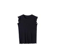 Camiseta genérica para niña, de moda, con estampado de lunares, color blanco y negro, manga corta, cuello redondo, alto, informal, de verano, cómoda y elástica, 4 a 10 años, Le Noir, 4-5 Años