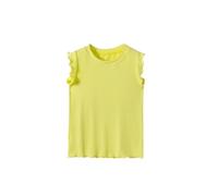 Camiseta genérica para niña, de moda, con estampado de lunares, color blanco y negro, manga corta, cuello redondo, alto, informal, de verano, cómoda y elástica, 4 a 10 años, amarillo, 9-10 Años