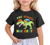Camiseta genérica para niña, diseño de dinosaurio preescolar Nailed It manga corta cuello redondo top casual para niños manga corta, Le Noir, 5-6 Años