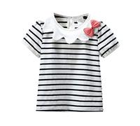 Camiseta genérica para niña verano flores cuello nudo manga corta casual playa vacaciones Top, Le Noir, 5-6 Años