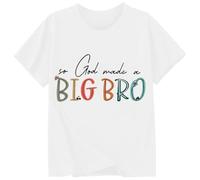 Camiseta genérica para niño Big Brother impresa letras divertidas cuello redondo manga corta camiseta casual cómoda para hermanos Top Básico, blanco, 12-13 Años