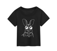 Camiseta genérica para niño de Pascua Conejo de dibujos animados Impreso Manga Corta Verano Top Casual Unisex Niño Niña, Le Noir, 5-6 Años