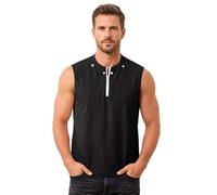 Camiseta genérica sin mangas de corte ajustado en tejido suave, transpirable para verano, deporte, entrenamiento, casual, traje de trabajo playa, tirantes para hombre, cuello en V, con cremallera