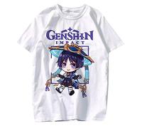 Camiseta Genshin Impact Camiseta HuTao Camiseta Scaramouche Manga Corta Unisex Impresa Suelta Casual Manga Corta Camiseta Raiden Shogun Top