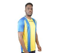 givova Camiseta Stripe Interlock M/C, Azul Claro/Amarillo, XL Unisex Adulto