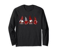 Camiseta Gnomes Holding Heart Leopard Happy Valentine's Day Manga Larga