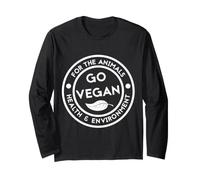 Camiseta Go Vegan Derechos de los Animales Camisa Vegana ecológica Saludable Manga Larga