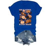 Camiseta God is Faithful in Every Season, azul real, XL