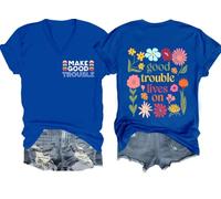 Camiseta Good Trouble para mujer, camiseta Good Trouble, camisas de protesta para mujer, camisa arcoíris para hombre, Azul zafiro-v, S