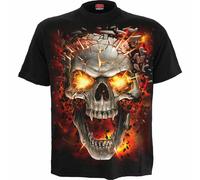 Camiseta Goth Spiral Direct Skull Blast Skeleton Explosion Fire Flame T152M101