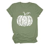 Camiseta gráfica de calabaza de Halloween para mujer, camiseta de calabaza, holgada de Halloween, diseño de capas, tallas grandes, verde, S