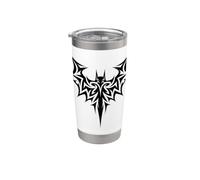 Camiseta gráfica de Halloween estilo tatuaje gótico murciélago tribal para hombres Vaso térmico de acero inoxidable de doble pared