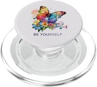 Camiseta gráfica de mariposa arcoíris Be You - Be Yourself Floral PopSockets PopGrip para MagSafe