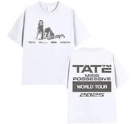 Camiseta Gráfica De Moda Tate McRae Camiseta De Algodón De Manga Corta Unisex Fit Cuello Redondo Estilo Hip Hop Ropa Casual De Gran Tamaño (White,S)