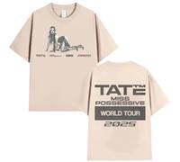 Camiseta Gráfica De Moda Tate McRae Camiseta De Algodón De Manga Corta Unisex Fit Cuello Redondo Estilo Hip Hop Ropa Casual De Gran Tamaño (Khaki,S)