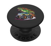 Camiseta gráfica Divertida con diseño de camión Monstruo de Dinosaurio para niños y niñas PopSockets PopGrip Adhesivo