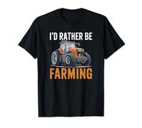Camiseta gráfica divertida para amantes de los tractores con texto en inglés "I'd Rather Be Farming" Camiseta