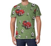 Camiseta Gráfica Hombre con Estampado Deportes Fútbol Coches Rojos De Dibujos Animados, Camiseta Manga Corta Casual Cuello Redondo, Camisetas Streetwear Verano S-6Xl