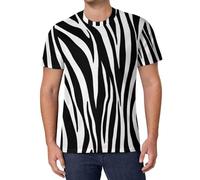 Camiseta Gráfica Hombre con Estampado Textura De Piel Animal Patrón De Rayas De Cebra Negras, Camiseta Manga Corta Casual Cuello Redondo, Camisetas Streetwear Verano S-6Xl