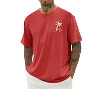 Camiseta gráfica Informal Manga Corta Cuello cómoda para Uso Diario Ideal para Primavera Verano combina con Pantalones Casuales (Red, XXXXXL)