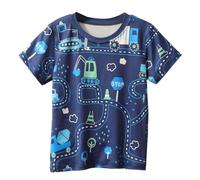 Camiseta gráfica Manga Corta niños Estampado Dinosaurio Coche, Informal cómoda, Verano Tejido Suave Transpirable para Juegos