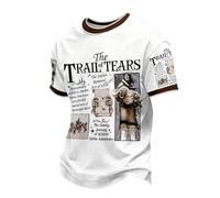 Camiseta gráfica para hombre, pueblos indígenas, día del mundo, manga corta, cuello redondo, camiseta básica para hombre, verano, informal, estampada, camiseta informal, Blanco, 4XL