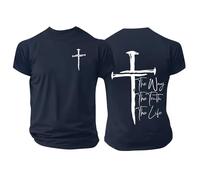 Camiseta gráfica para hombre | The Way The Truth The Life Print Religious Design Tee for Men Soft Casual Wear, azul marino, XL