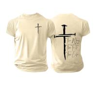 Camiseta gráfica para hombre | The Way The Truth The Life Print Religious Design Tee for Men Soft Casual Wear, beige, XXL