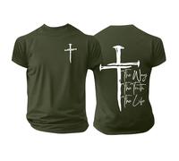 Camiseta gráfica para hombre | The Way The Truth The Life Print Religious Design Tee for Men Soft Casual Wear, Verde tirando a negro, L