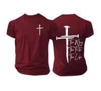 Camiseta gráfica para hombre | The Way The Truth The Life Print Religious Design Tee for Men Soft Casual Wear, Vino, S