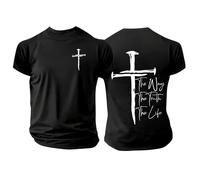 Camiseta gráfica para hombre | The Way The Truth The Life Print Religious Design Tee for Men Soft Casual Wear, Negro, 4XL