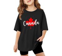 Camiseta gráfica para niñas de Manga Corta Cuello Estilo Casual para Verano y Actividades al Libre en Diario Escolar y excursiones (Black, 9-10 Years) #100