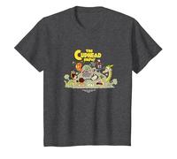 Camiseta gráfica The Cuphead Show! Boss Fight Camiseta, Niños, Jaspeado Oscuro, 12 años