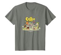 Camiseta gráfica The Cuphead Show! Boss Fight Camiseta, Niños, Verde Militar Jaspeado, 12 años