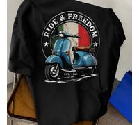Camiseta gráfica vintage para hombre con diseño de scooter, camiseta retro con estampado de italiana para ropa casual y uso diario
