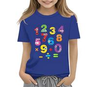 Camiseta grande de manga larga para niñas con el número del día 2025, camiseta escolar del día de las matemáticas, ropa para amantes de las matemáticas, 10 niñas (azul oscuro, 12-13 años)