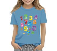 Camiseta grande de manga larga para niñas con el número del día 2025, camiseta escolar del día de las matemáticas, ropa para amantes de las matemáticas, 10 niñas (azul claro, 10-11 años)