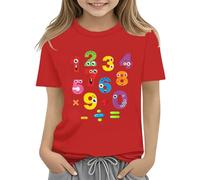 Camiseta grande de manga larga para niñas, para el Día del Número 2025, para la escuela, Día de las Matemáticas, ropa para amantes de las matemáticas, 10 niñas (rojo, 6-7 años)