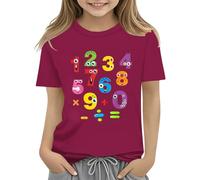 Camiseta grande de manga larga para niñas, para el Día del Número 2025, para la escuela, Día de las Matemáticas, ropa para amantes de las matemáticas, 10 niñas (vino, 4-5 años)