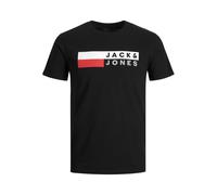 JACK & JONES Herren Logo T-Shirt Plus Size Rundhals Kurzarm Shirt Übergrößen Shortsleeve JJECORP, Color:Negro-2, Size:XXL