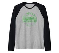Camiseta Hack The Planet - Diseño Verde para Hackers informáticos Camiseta Manga Raglan