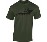 Camiseta Häger Hombre - Ciervo del Bosque - Regalo para cazadores - Camiseta de caza - Ropa de cazador - Accesorios de caza, Verde, XXL