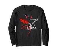Camiseta Half Angel Half Devil con estampado gótico emo Manga Larga