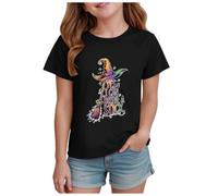 Camiseta Halloween Infantil Unisex de Cuello Redondo y Manga Corta Estampado Fantasma Bonito y Calabaza con Lazo Cómoda y Informal Camiseta Niña para Halloween Truco o Trato Desfiles de Disfraces