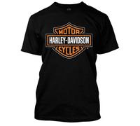 Camiseta Harley-Davidson naranja con barra y escudo para hombre, color negro, 30290591 M
