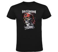 Camiseta Harley Logo Negra 100% Algodón - Estilo Legendario en Todas Las Tallas para Hombres (S-XXL) (FR/ES, Letras, M, Regular, Regular, Negro)