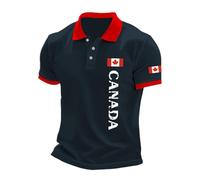 Camiseta Hawaiana Hombre - Camisa De Manga Corta Informal De Corte Ajustado con Estampado De Bandera De Canadá para Hombre (Dark Blue XL)