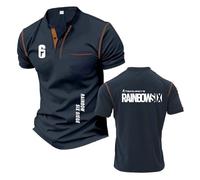 Camiseta Hen Ley De Corte Entallado para Hombre para R.a.in.bo.w S.IX S.ie.g.e Polos De Colores Contrastantes Chándal Estampado Camiseta Manga Corta-ZQS||x_l