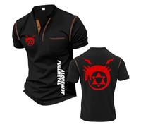 Camiseta Henley con Estampado Hombre para F.u.ll.me.t.al Al.ch.e.mi.st Retazos Ropa Superior Cuello Alto De Calle Suave Media Manga Gráfico Corta-HeiSe||l